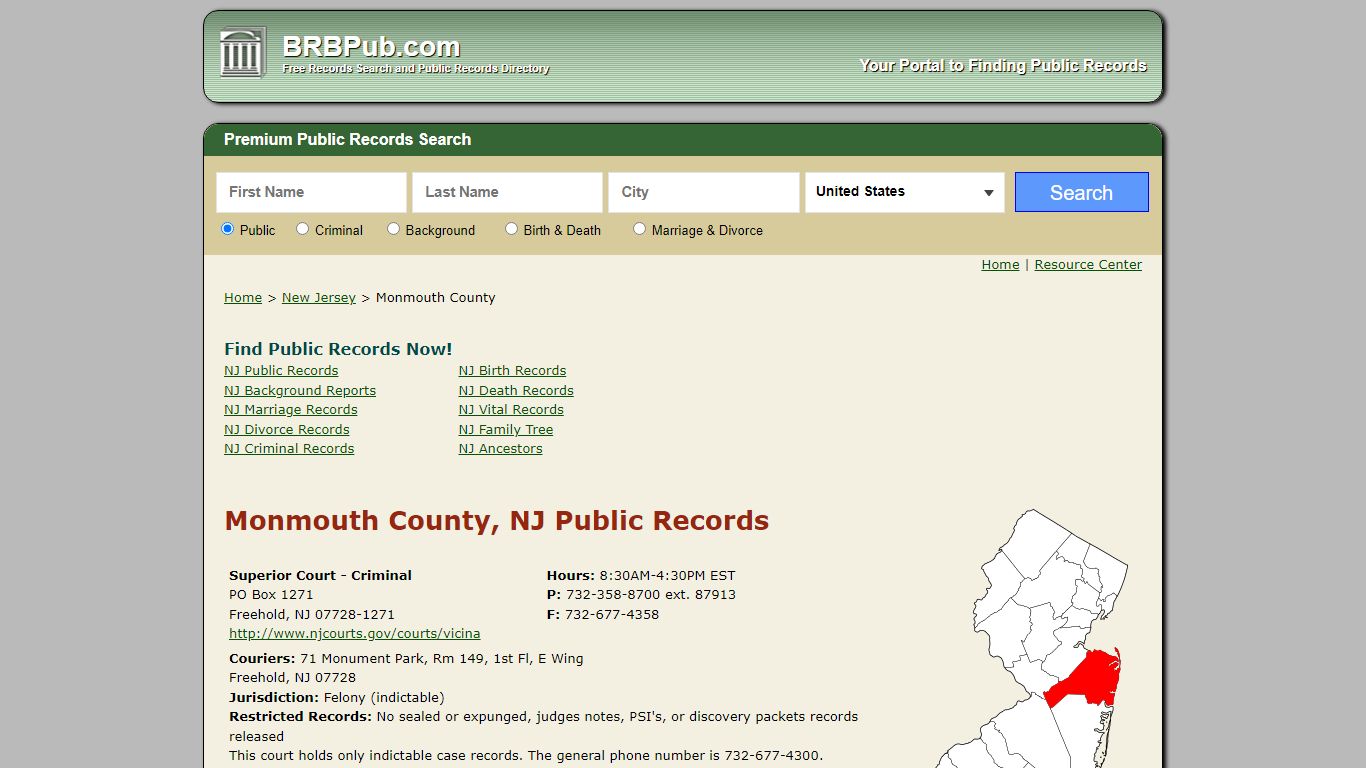 Monmouth County Public Records | Search New Jersey ...