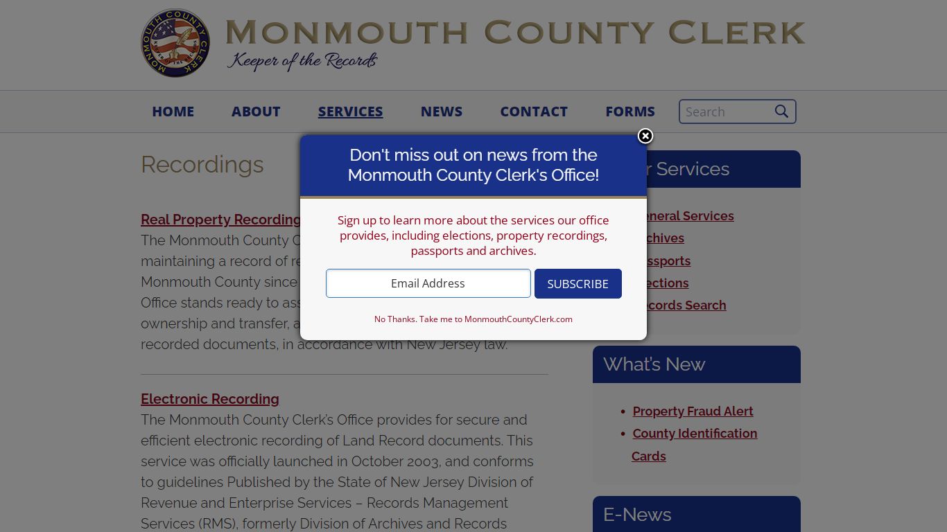 Monmouth County, NJ Clerk